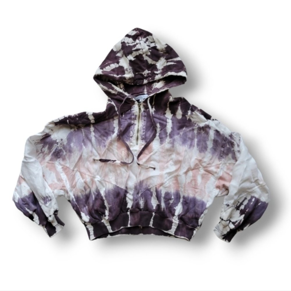 Young Fabulous & Broke Raissa Tie Dye  Purple Ombre Cropped Hoodie